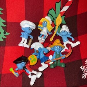 Vintage 2011 Peyo Smurfs 3" Figures Lot of 6 McDonald's
